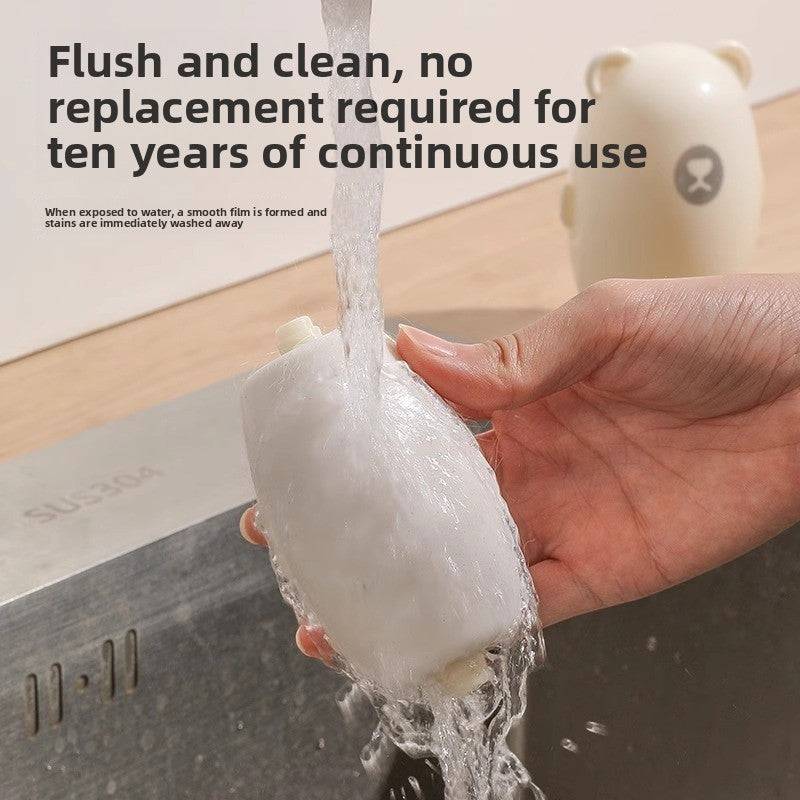 ShopTrendora™ reusable lint roller being washed under running water, showing its washable design and effective cleaning.